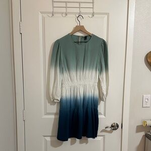 Universal Thread Ombre Green and Blue Long Sleeve Dress